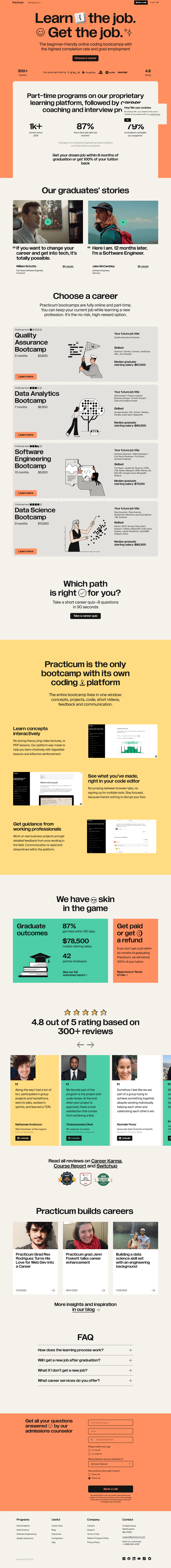 Practicum desktop landing page
