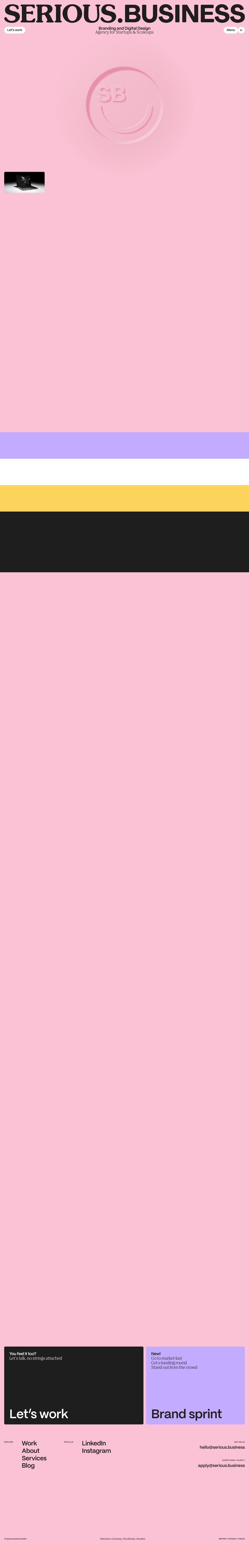 Premium Branding for Serious Startups desktop landing page