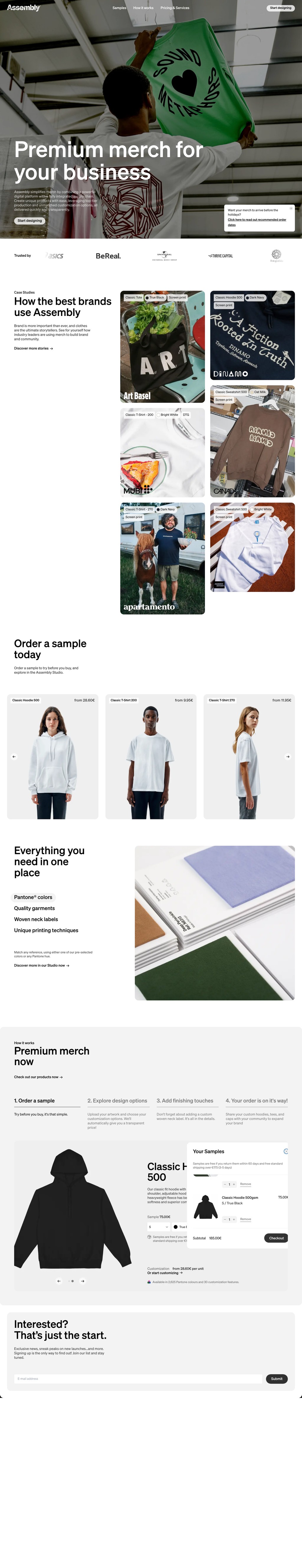 Premium Custom Merch desktop landing page