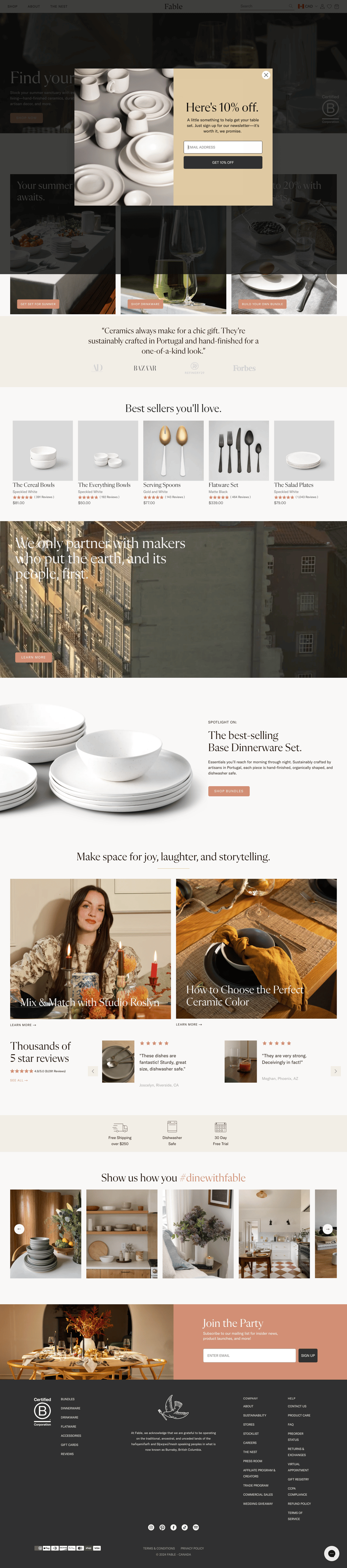 Premium Dinnerware for Every Occasion desktop landing page