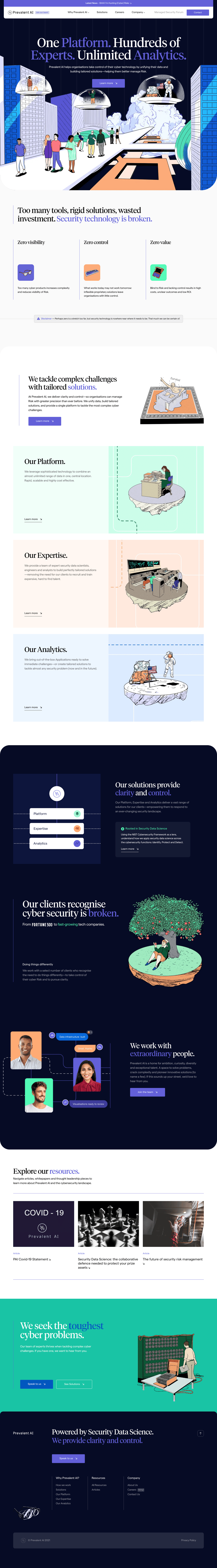 Prevalent AI desktop landing page