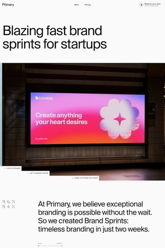 Primary landing page