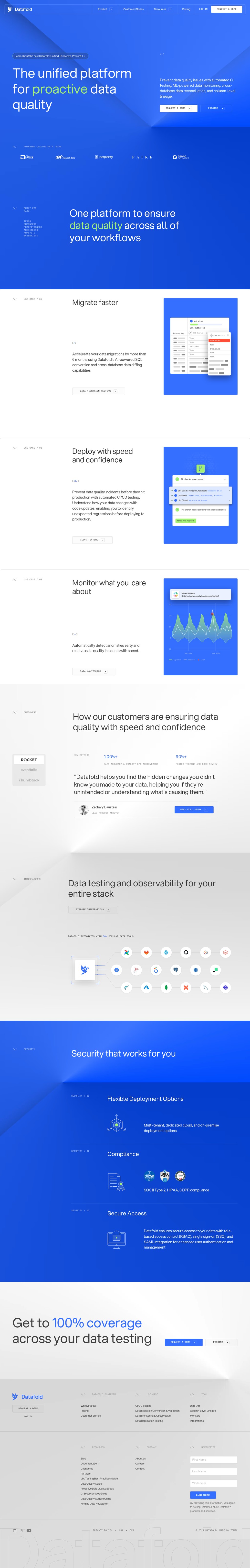 Proactive Data Quality Platform desktop landing page