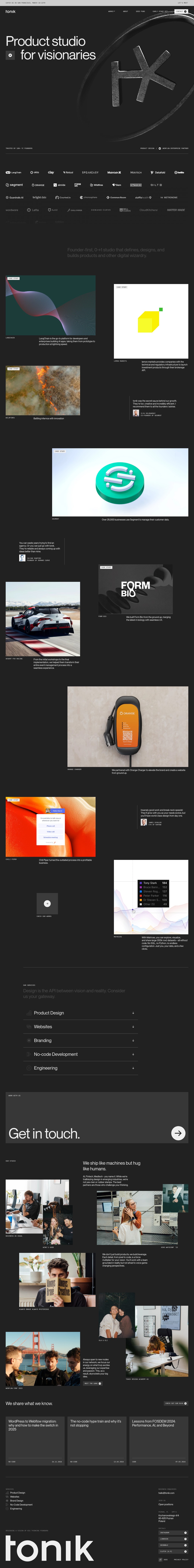 Product studio for visionaries desktop landing page