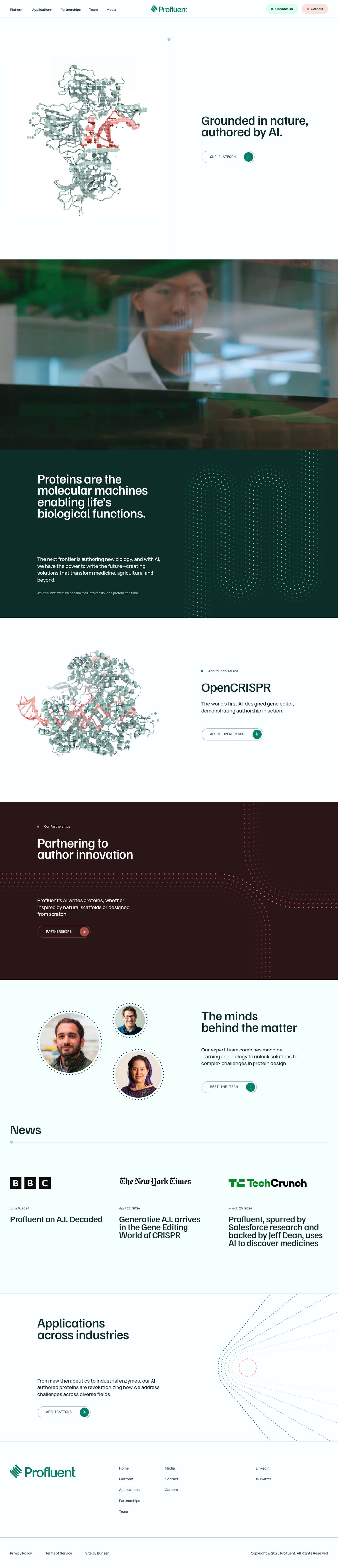 Profluent desktop landing page