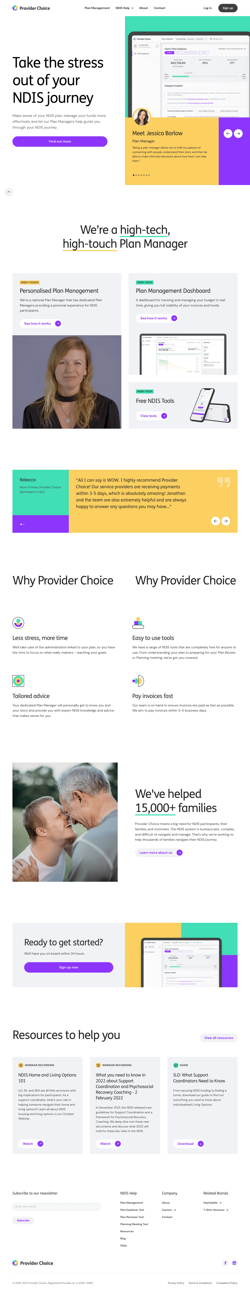 Provider Choice desktop landing page