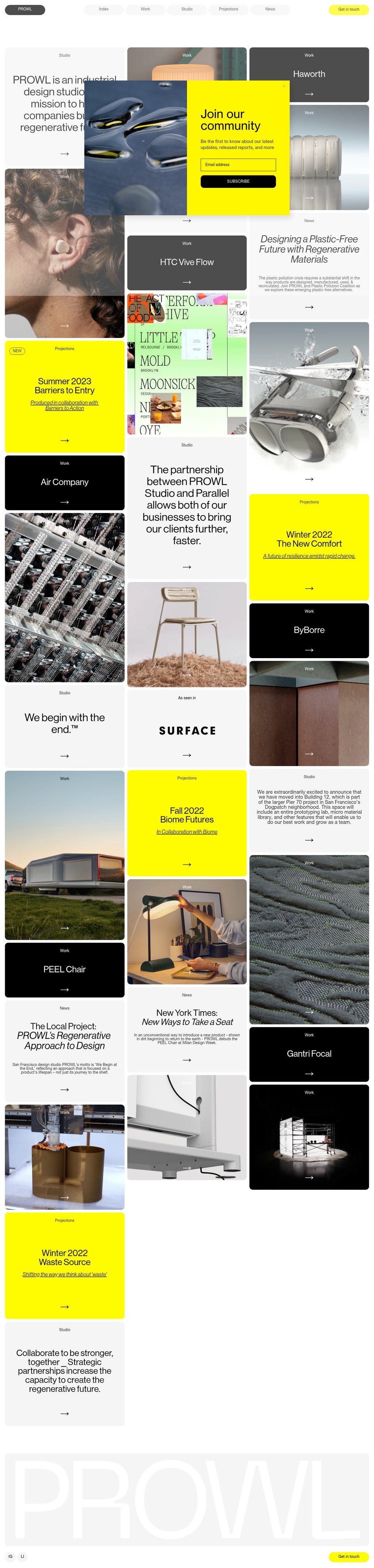 PROWL Studio desktop landing page