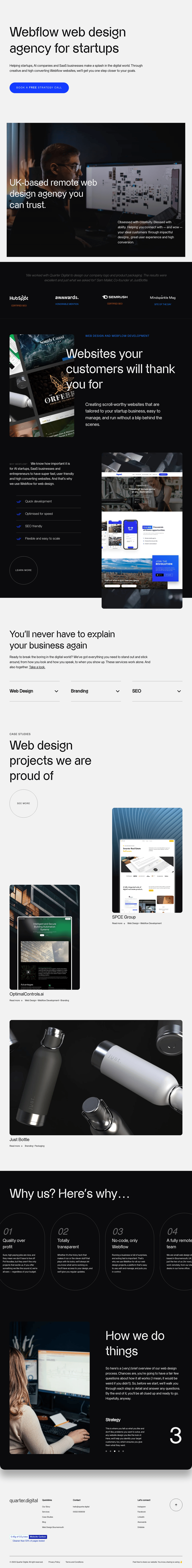 Quarter Digital desktop landing page