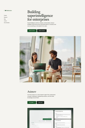 Reflection AI landing page