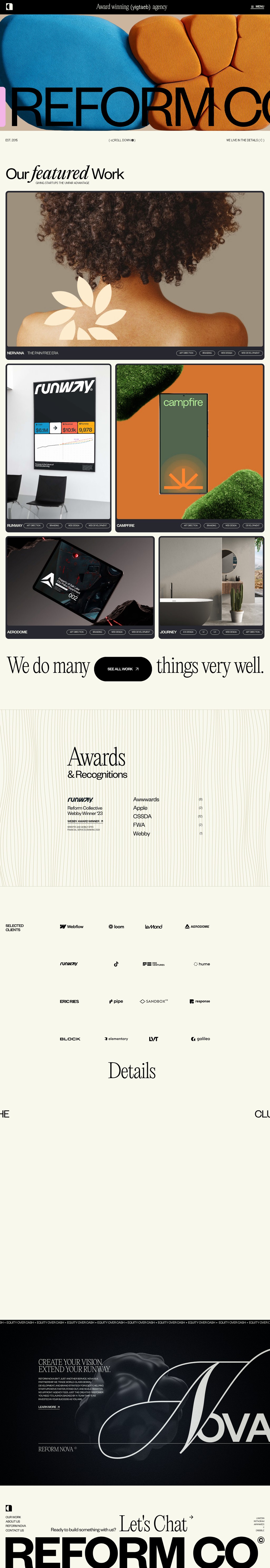 Reform Collective desktop landing page