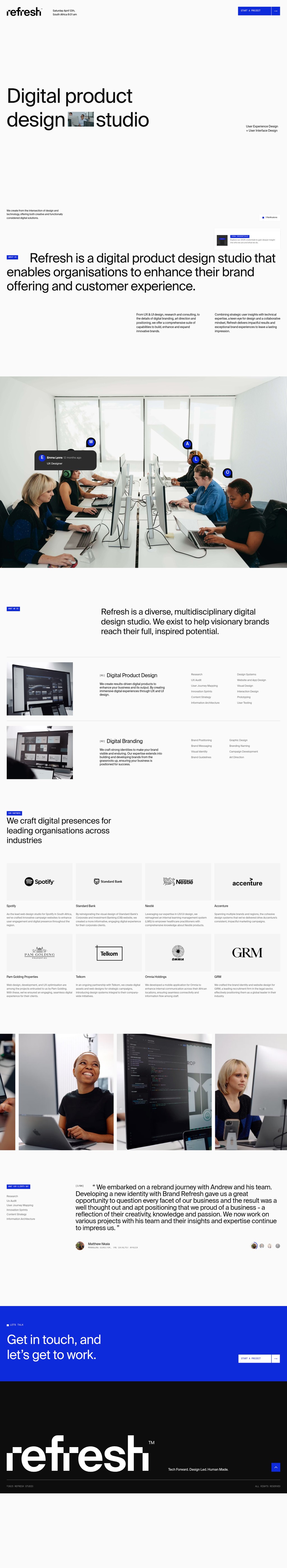 Refresh Studio desktop landing page