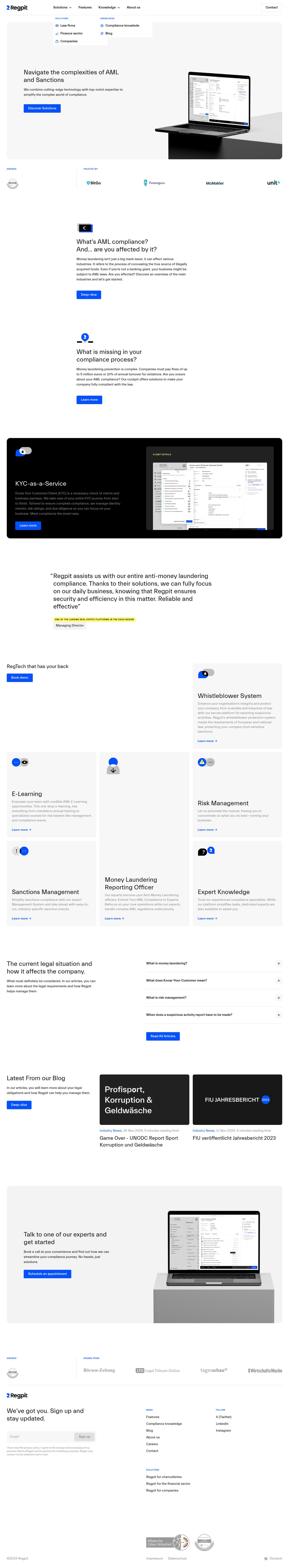 Regpit desktop landing page