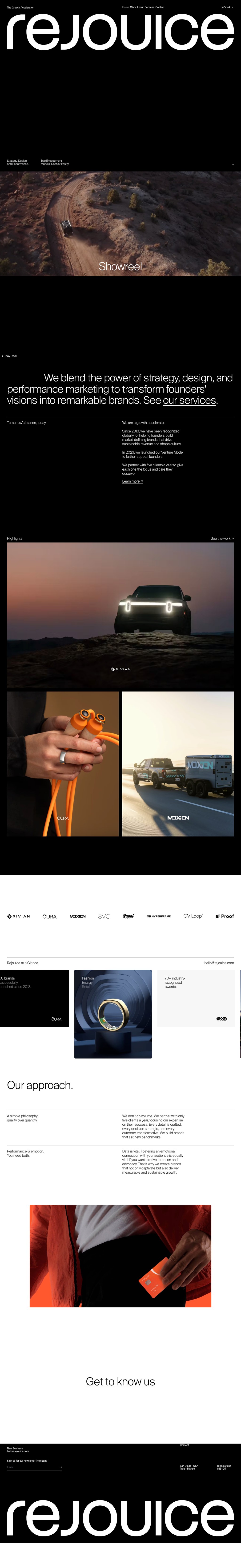 REJOUICE® desktop landing page