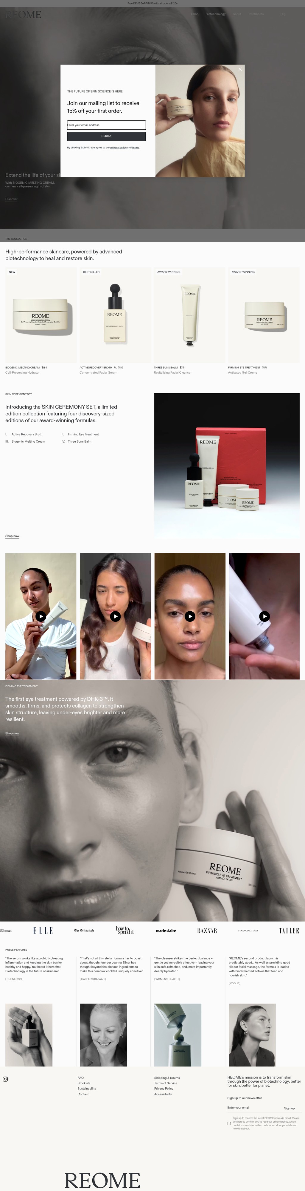 REOME desktop landing page