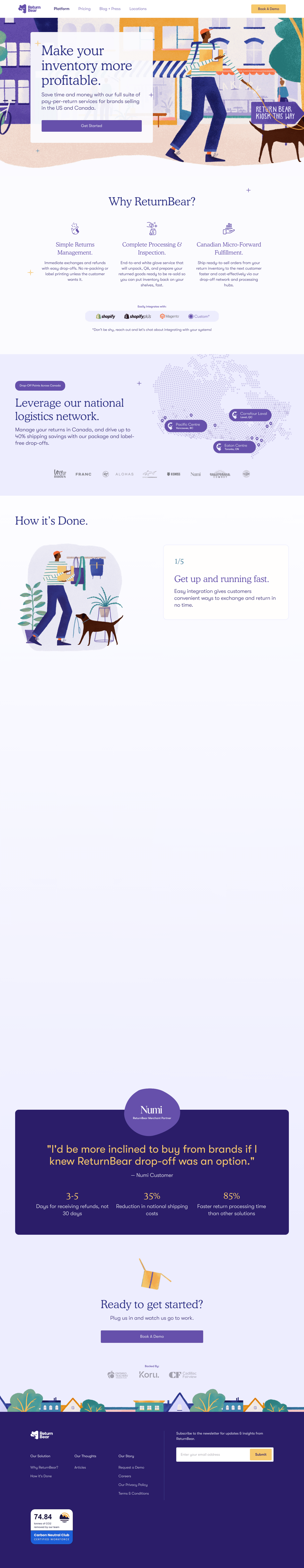 ReturnBear desktop landing page