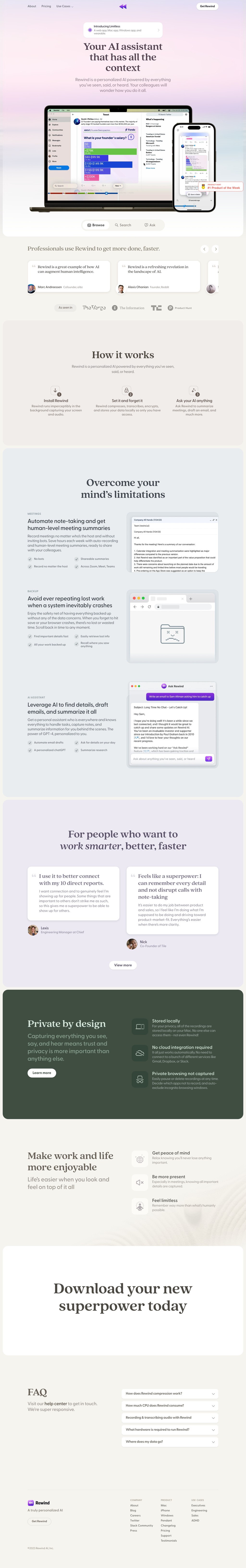 Rewind desktop landing page