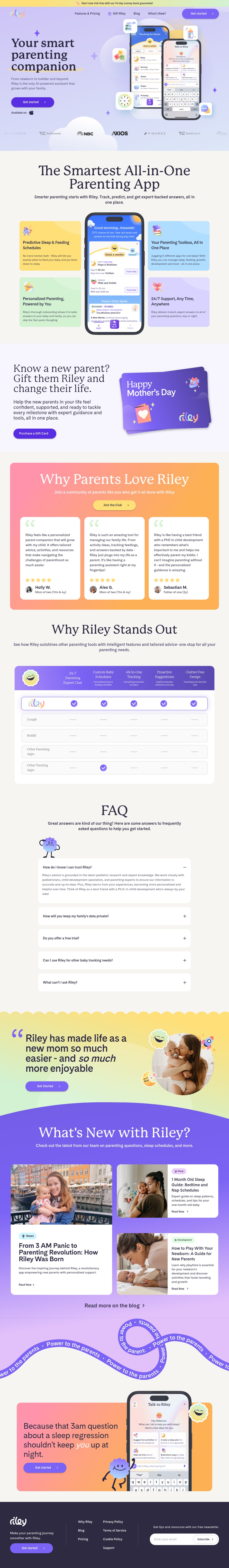 Riley desktop landing page