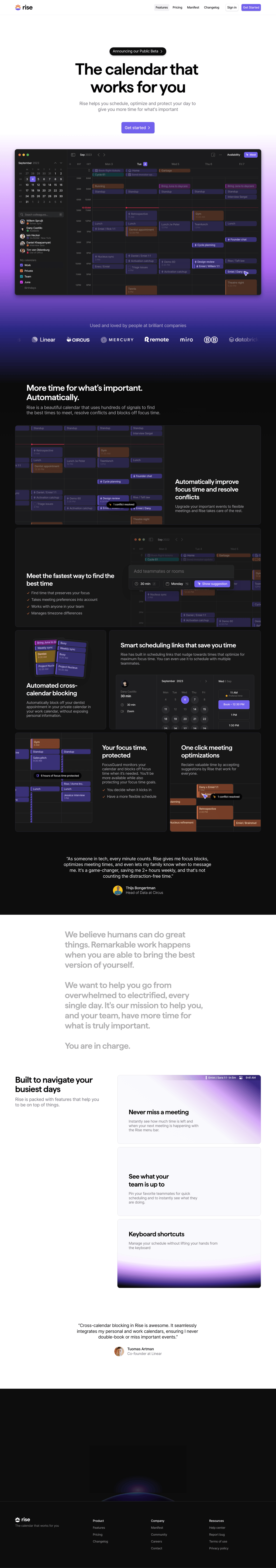 Rise desktop landing page