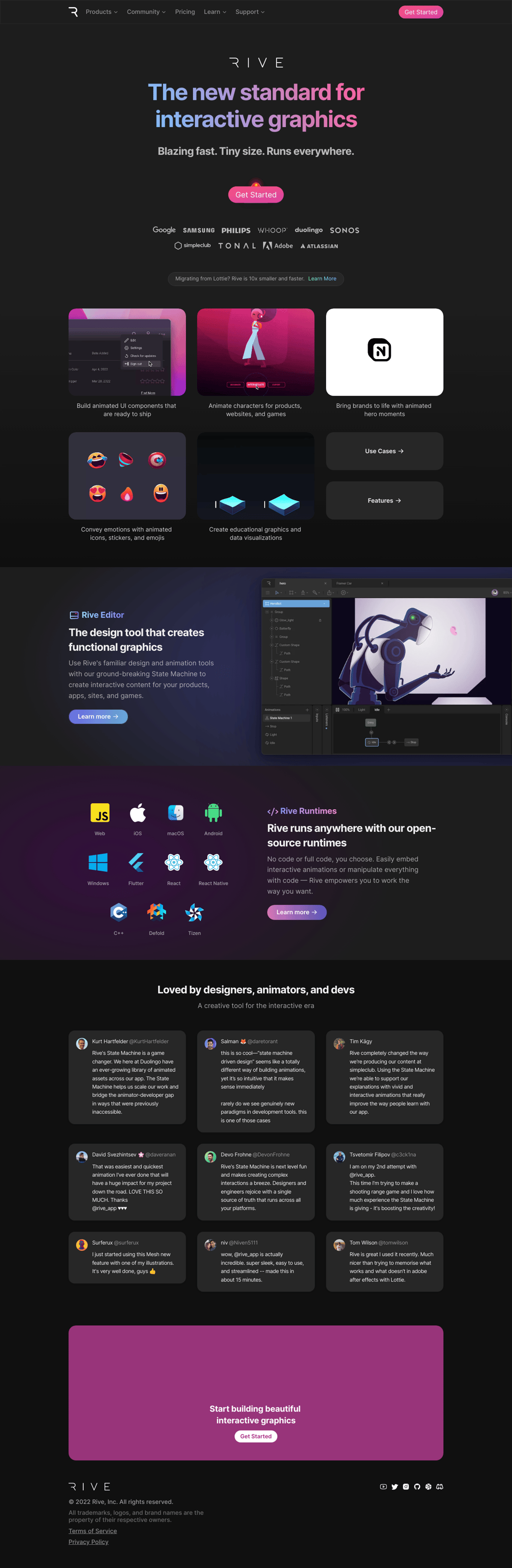 Rive desktop landing page