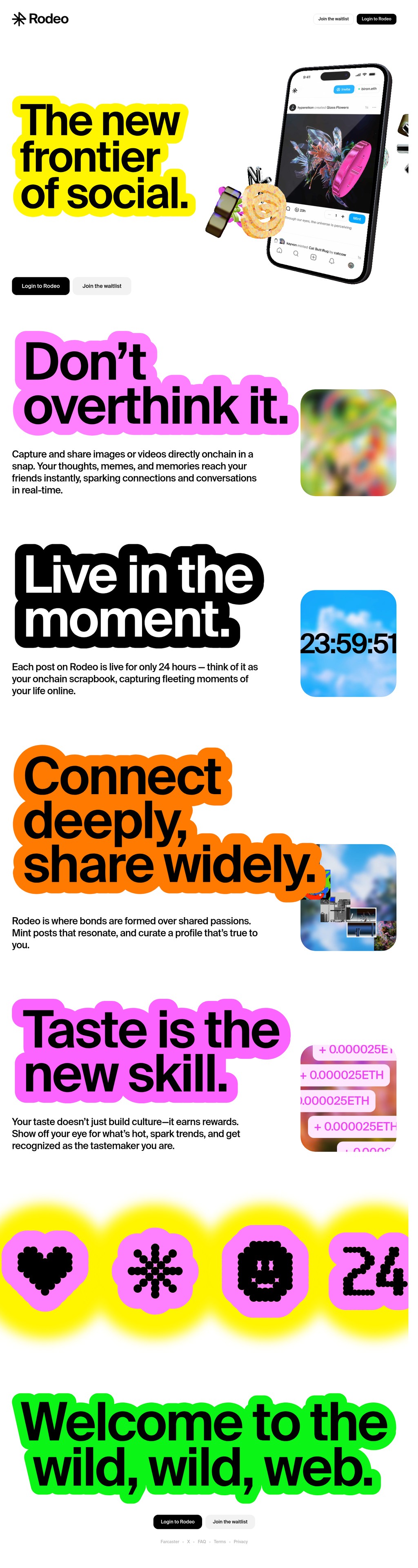 Rodeo desktop landing page