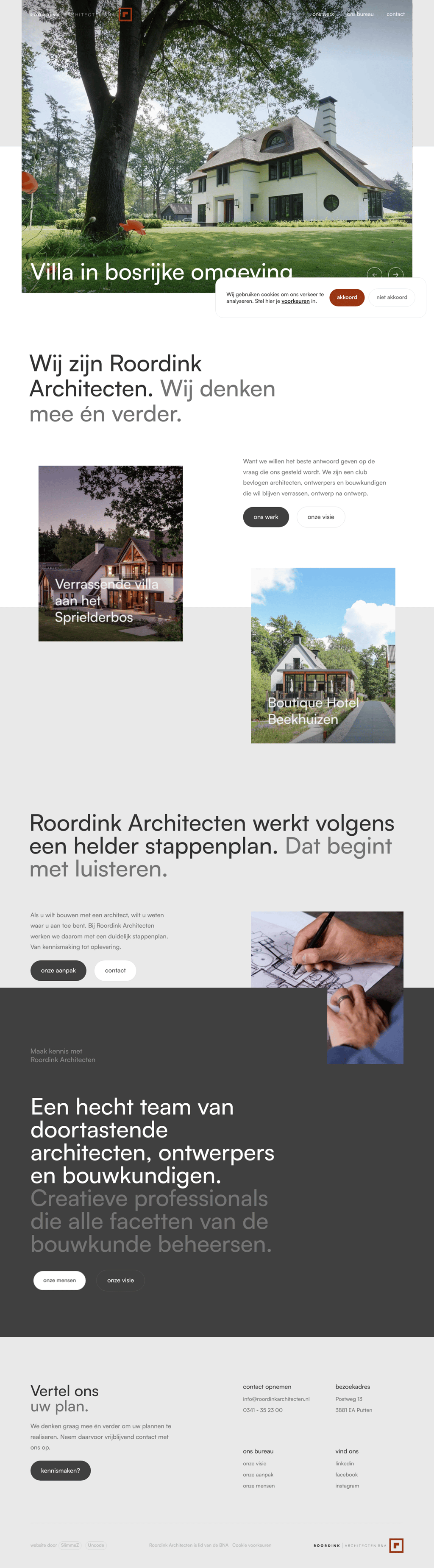 Roordink Architecten desktop landing page