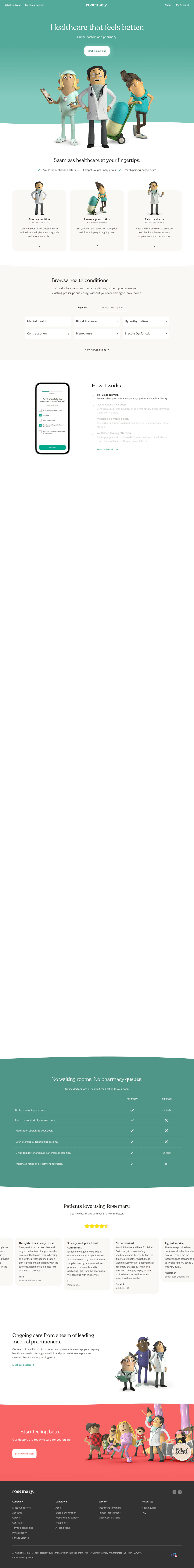 Rosemary Health desktop landing page