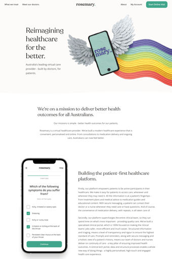 Rosemary Health landing page