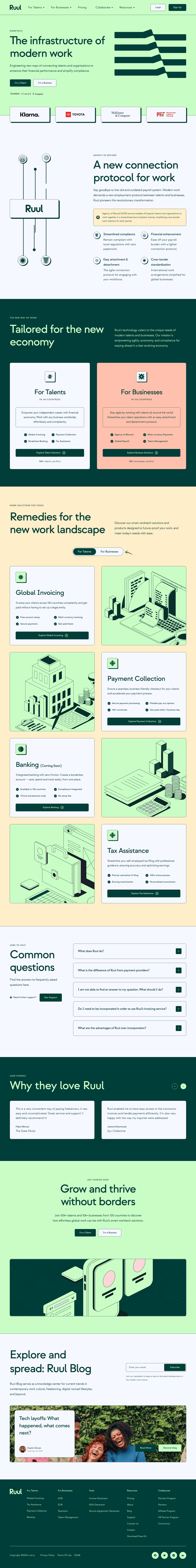 Ruul desktop landing page
