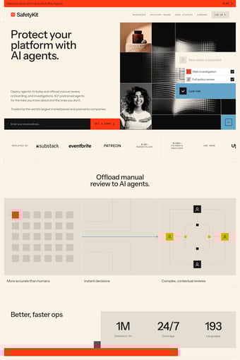 SafetyKit landing page