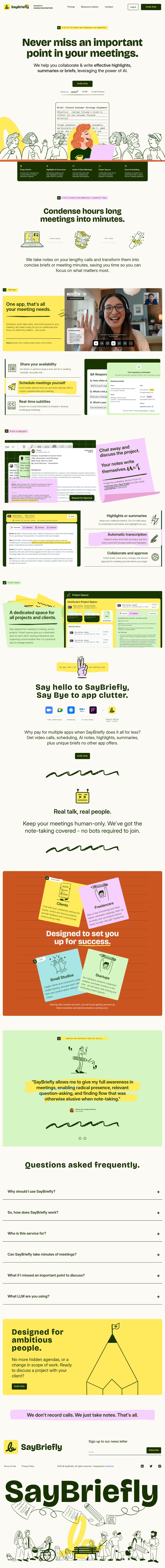 Say Briefly desktop landing page