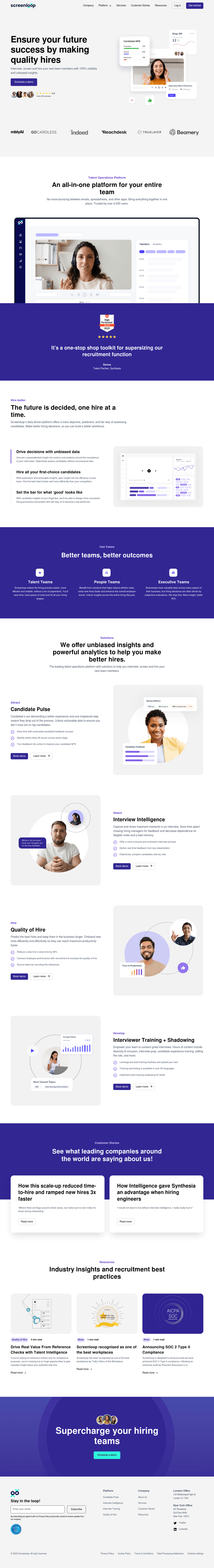Screenloop desktop landing page