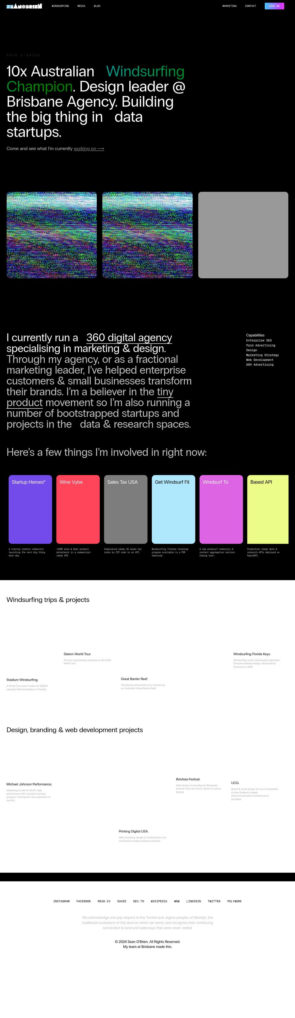 Sean O'Brien desktop landing page