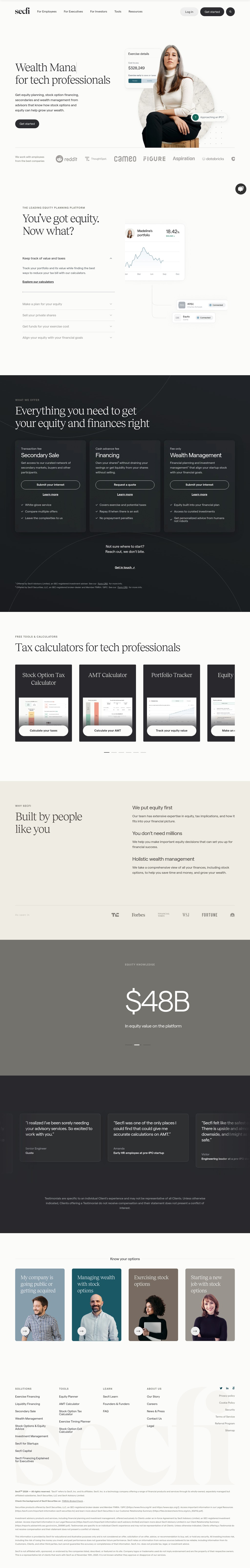 secfi desktop landing page