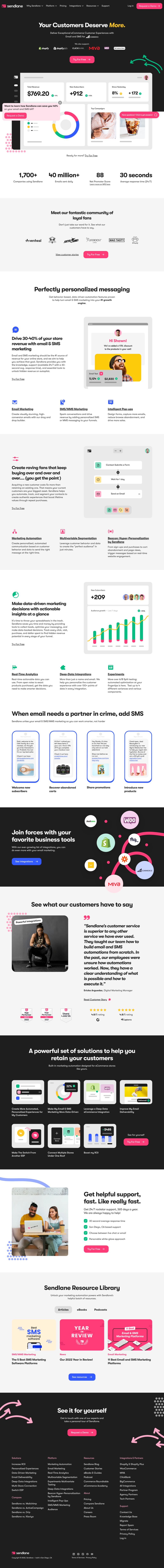 Sendlane desktop landing page