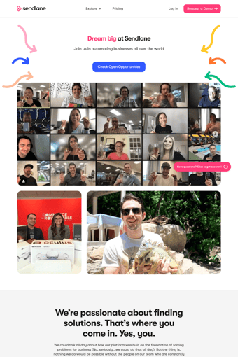 Sendlane landing page