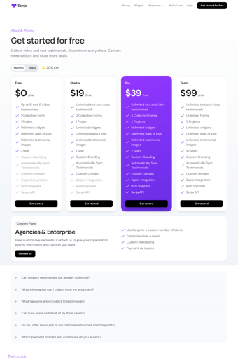 Senja landing page