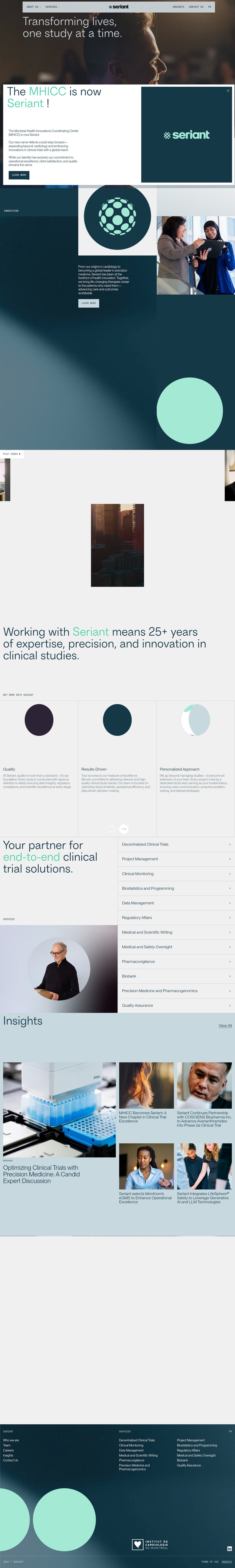 Seriant desktop landing page