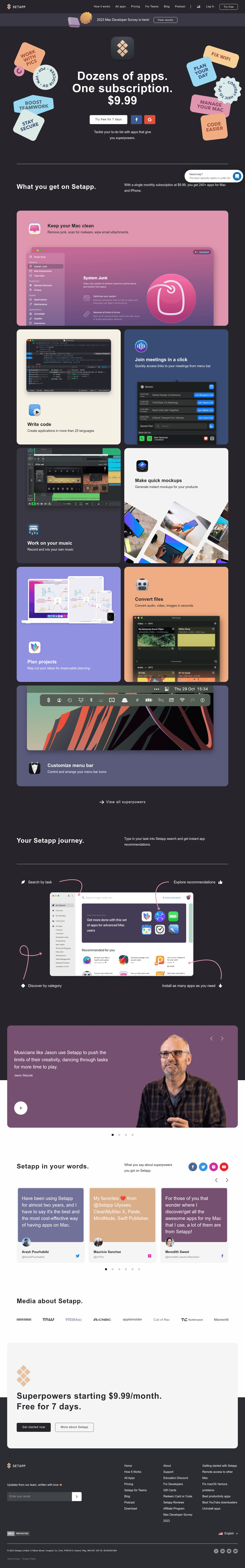 Setapp desktop landing page