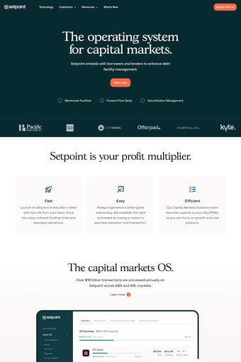 Setpoint landing page