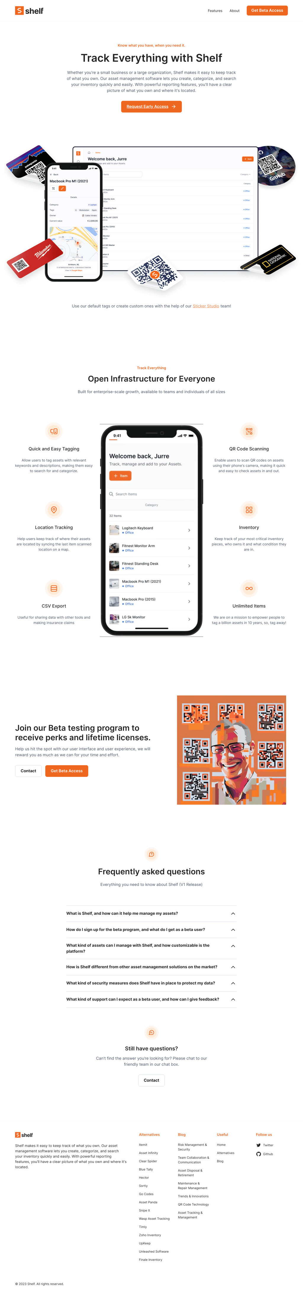 Shelf desktop landing page