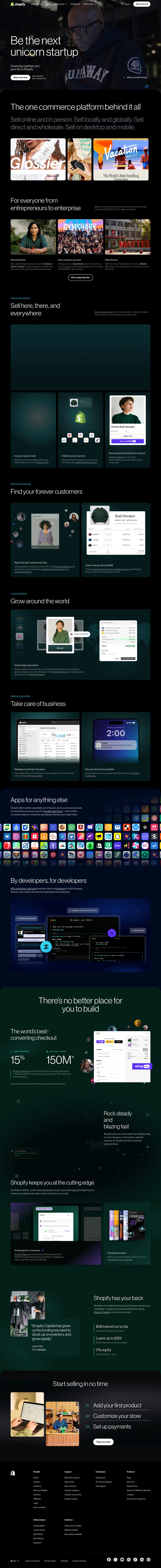 Shopify desktop landing page