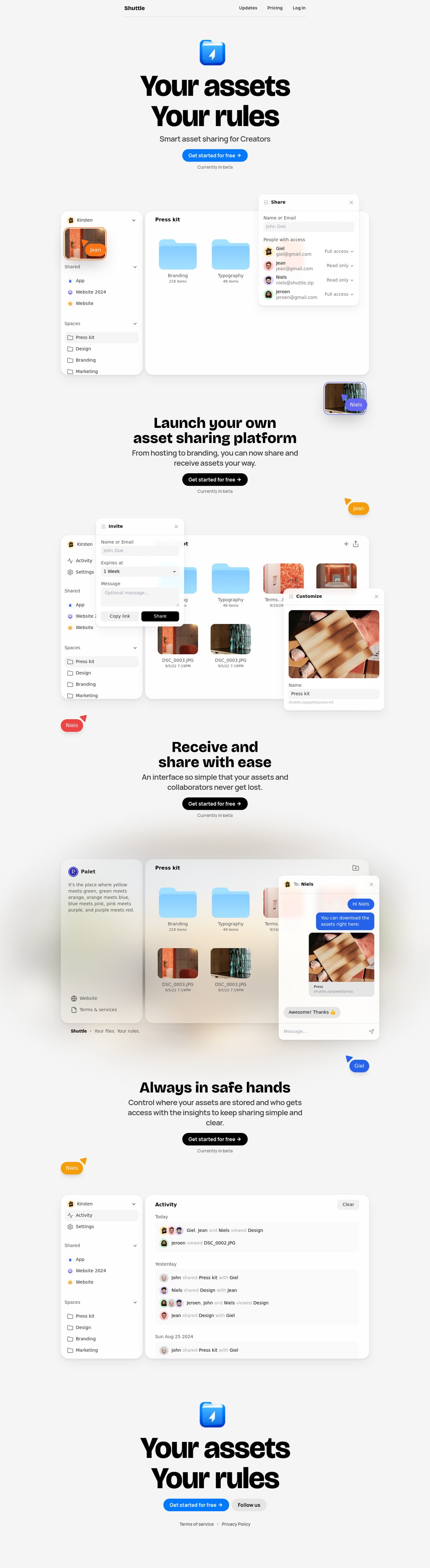 Shuttle desktop landing page