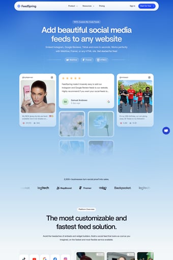 Social Feeds for Webflow, Framer, and HTML landing page