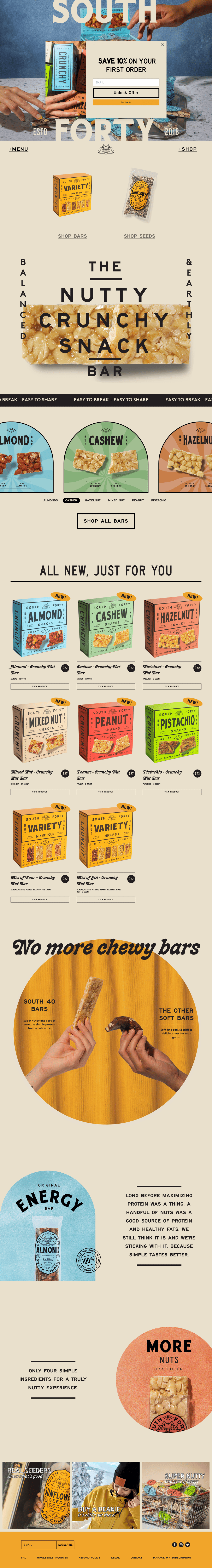 SOUTH 40SNACKS desktop landing page