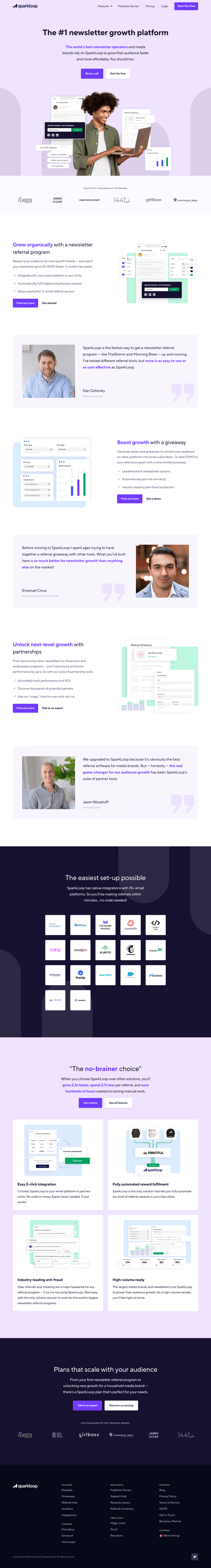 SparkLoop desktop landing page