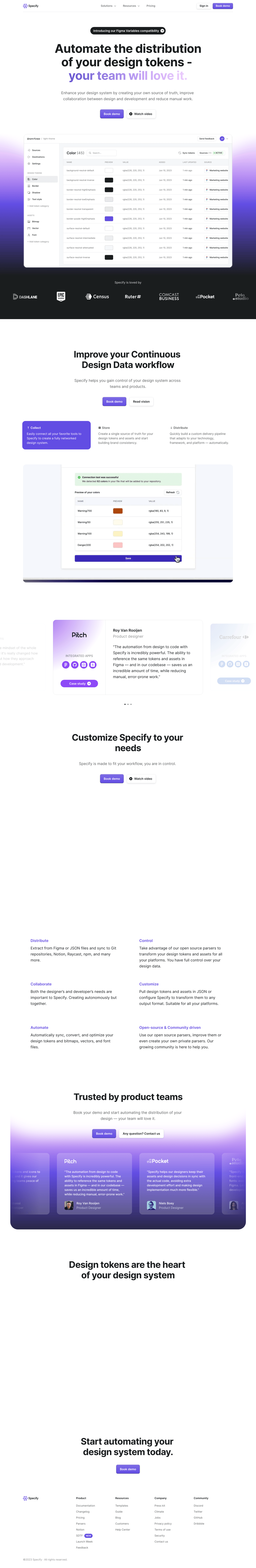Specify App desktop landing page