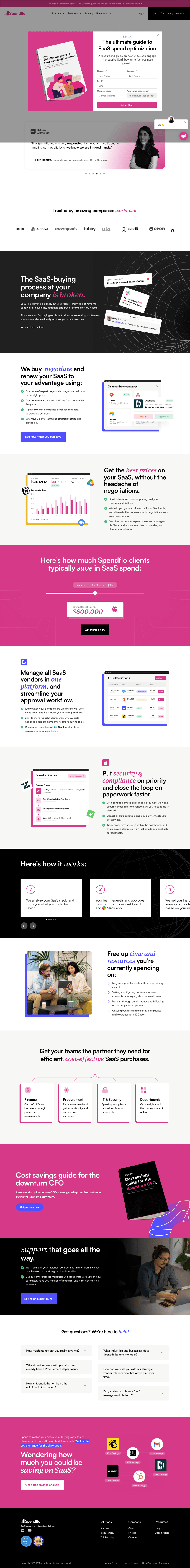 Spendflo desktop landing page