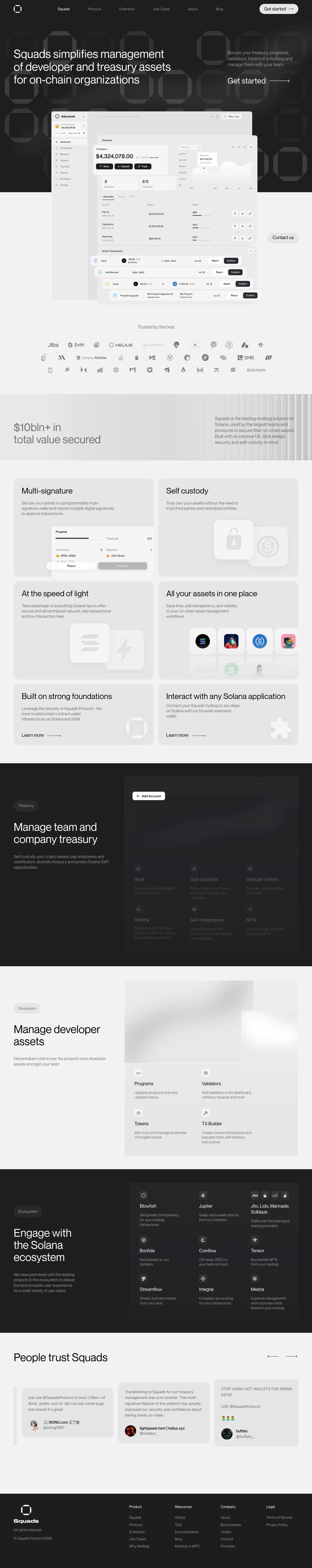 Squads desktop landing page