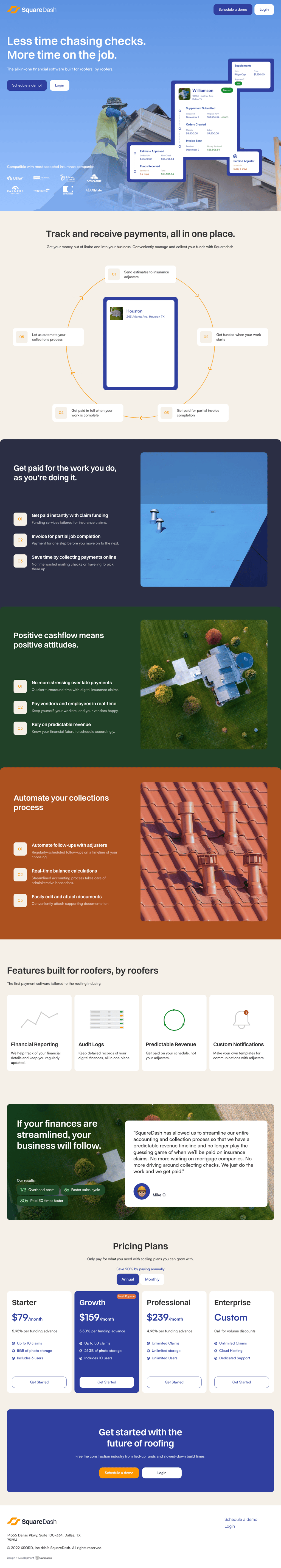 SquareDash desktop landing page