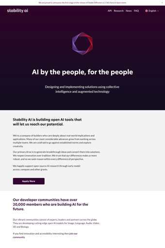 Stability landing page